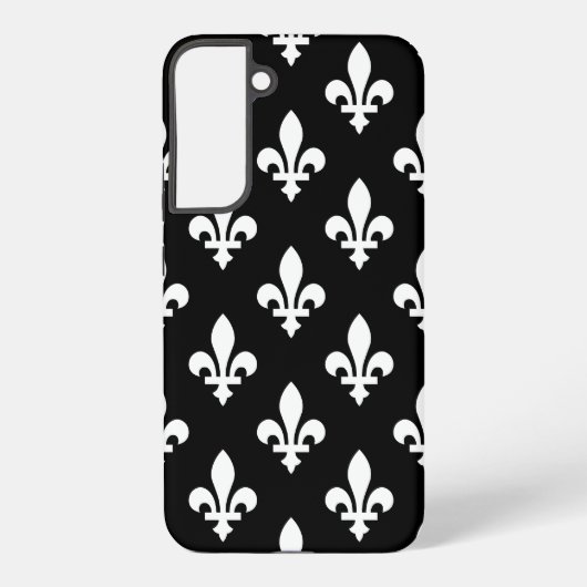 Lilie Pattern, Royal French, White on Black Samsung Galaxy Hülle (Rückseite)