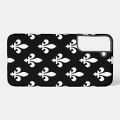 Lilie Pattern, Royal French, White on Black Samsung Galaxy Hülle (Rückseite (Horizontal))