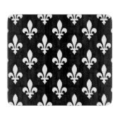 Lilie Pattern, Royal French, White on Black Schneidebrett (Vorderseite)