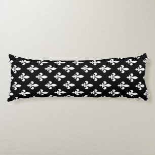 Lilie Pattern, Royal French, White on Black Seitenschläferkissen