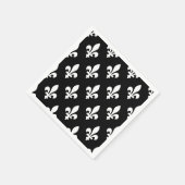 Lilie Pattern, Royal French, White on Black Serviette (Ecke)