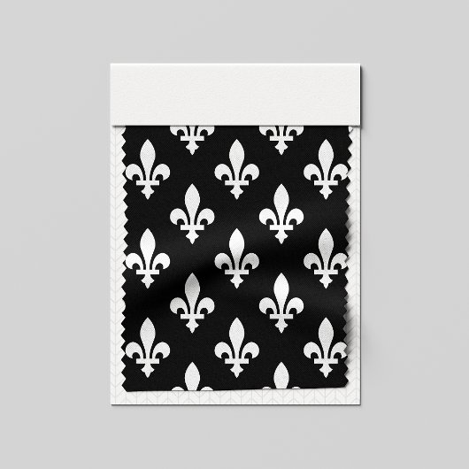 Lilie Pattern, Royal French, White on Black Stoff