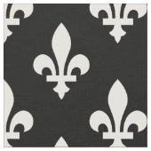 Lilie Pattern, Royal French, White on Black Stoff (Nahaufnahme)