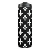 Lilie Pattern, Royal French, White on Black Thermosbecher (Vorderseite)