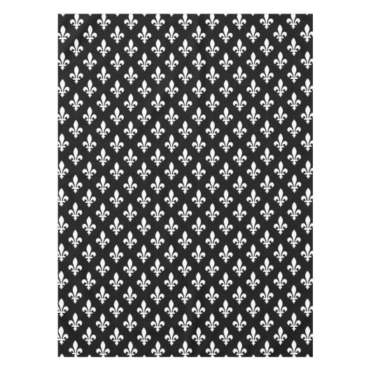 Lilie Pattern, Royal French, White on Black Tischdecke (Vorderseite)