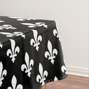 Lilie Pattern, Royal French, White on Black Tischdecke