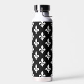 Lilie Pattern, Royal French, White on Black Trinkflasche (Links)