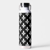 Lilie Pattern, Royal French, White on Black Trinkflasche (Vorne)