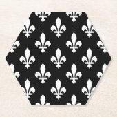 Lilie Pattern, Royal French, White on Black Untersetzer (Vorderseite)