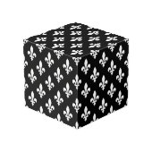 Lilie Pattern, Royal French, White on Black Würfel (Rückseite Schrägansicht)