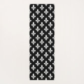 Lilie Pattern, Royal French, White on Black Yogamatte (Rückseite)