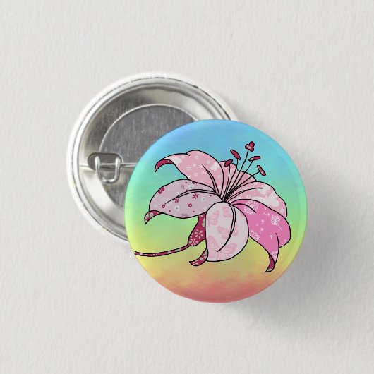 Lilie Rechteckiger Button (Vorne & Hinten)