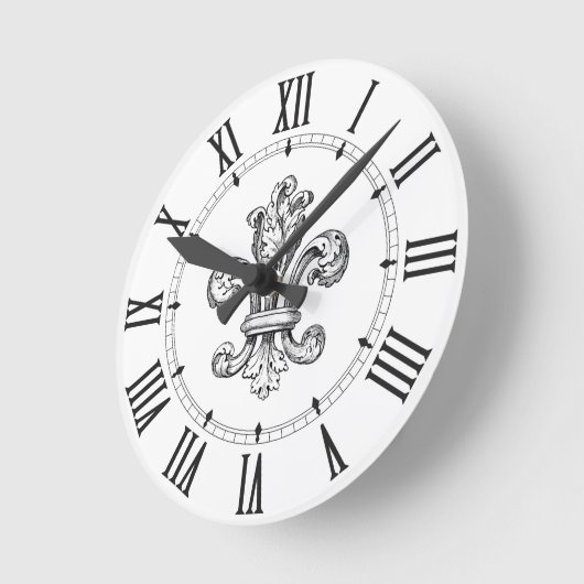 Lilie Roman Numerals Runde Wanduhr (Winkel)