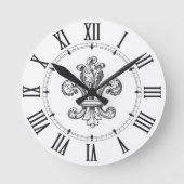 Lilie Roman Numerals Runde Wanduhr (Vorderseite)