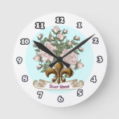 Lilie Rose Runde Wanduhr (Vorderseite)