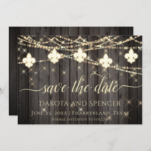 Lilie Rustikale Lichter | Boho Chic Wedding Save The Date (Vorne/Hinten)