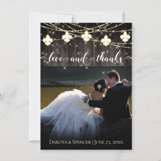 Lilie Rustikale Lichter | Liebe von Foto und Dankeskarte (Vorderseite)