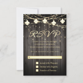 Lilie Rustikale Lichter | Wood Boho Chic RSVP Karte