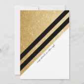 Lilie Schwarz-weiß Gold Glitzer Hochzeit Einladung (Rückseite)