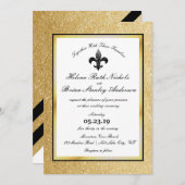 Lilie Schwarz-weiß Gold Glitzer Hochzeit Einladung (Vorne/Hinten)