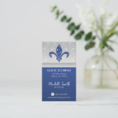Lilie Silver Navy Blue Business Card Visitenkarte (Stehend Vorderseite)