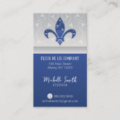 Lilie Silver Navy Blue Business Card Visitenkarte (Vorderseite)