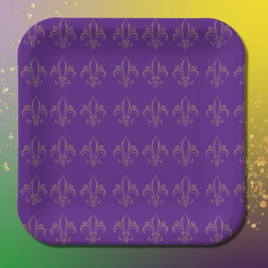 Lilie Simple Elegant Lila und Gold Pappteller