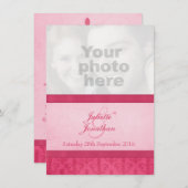 Lilie Stil Rosa Foto Hochzeit Einladung (Vorne/Hinten)