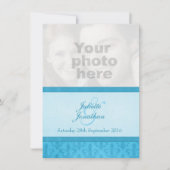 Lilie Style Blue Foto Hochzeit Einladung (Vorderseite)