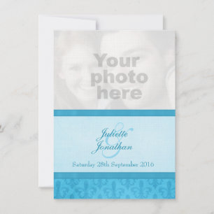 Lilie Style Blue Foto Hochzeit Einladung