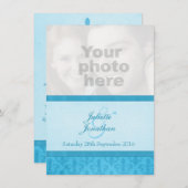 Lilie Style Blue Foto Hochzeit Einladung (Vorne/Hinten)