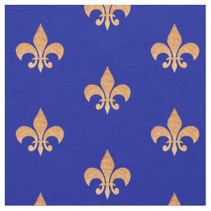 Lilie-Symbol - heraldische Königlilie   Blau Stoff