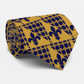 Lilie Triangle Gold Blue Krawatte (Gerollt)