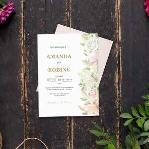Lilie und Rose Einfache Einladung zur Hochzeit