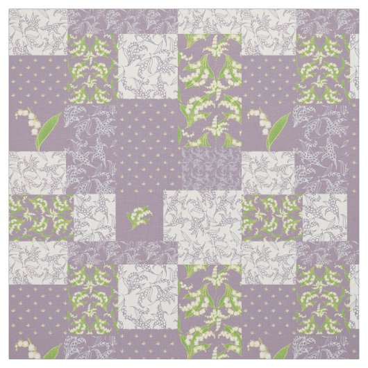 Lilie-von-d-Tal BlumenImitat-Patchwork-Malvenfarbe Stoff (Muster)