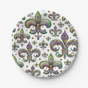 Lilie Watercolor Mardi Gras Vibes Pappteller