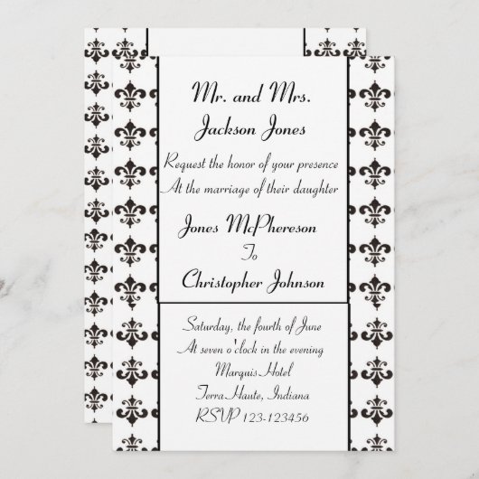 Lilie Wedding Einladung (Vorne/Hinten)