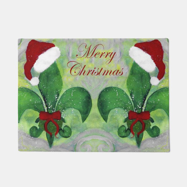 Lilie Weihnachts-Weihnachtsfeiertag Fußmatte (Vorderseite)