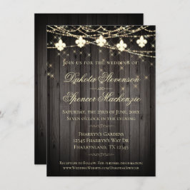 Lilie Wood Lights | Rustikale Hochzeit Einladung