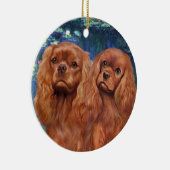 Lilien 5 - Zwei Ruby Cavaliers Keramikornament (Rechts)