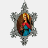 Lilien-Anker St. Philomena Schneeflocken Zinn-Ornament (Links)