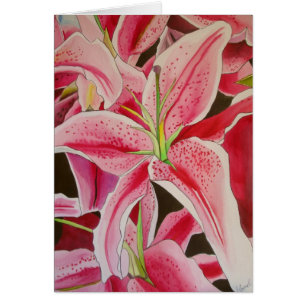 Lilien-Aquarell-Vorlagenkunst des Stargazer rosa