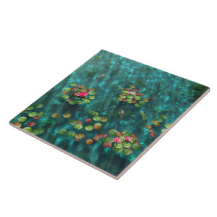 Lilien auf der Wasserdekorative Tile / Trivet Fliese