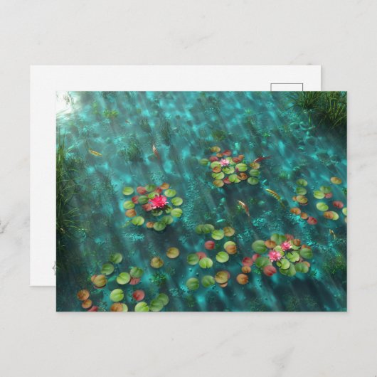 Lilien auf der Wasserpostkarte Postkarte (Vorne/Hinten)