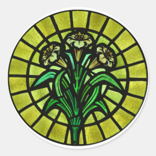 Lilien auf festem Glas Runder Aufkleber