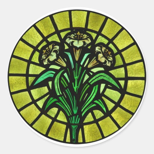 Lilien auf festem Glas Runder Aufkleber (Vorderseite)