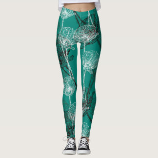 Lilien auf grünem Wasser Leggings