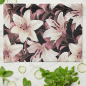 Lilien auf schwarz geschirrtuch (Gefaltet)