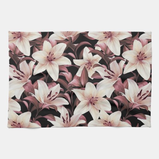 Lilien auf schwarz geschirrtuch (Horizontal)