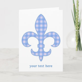 Lilien-blaue Gingham-Gruß-Karte Karte